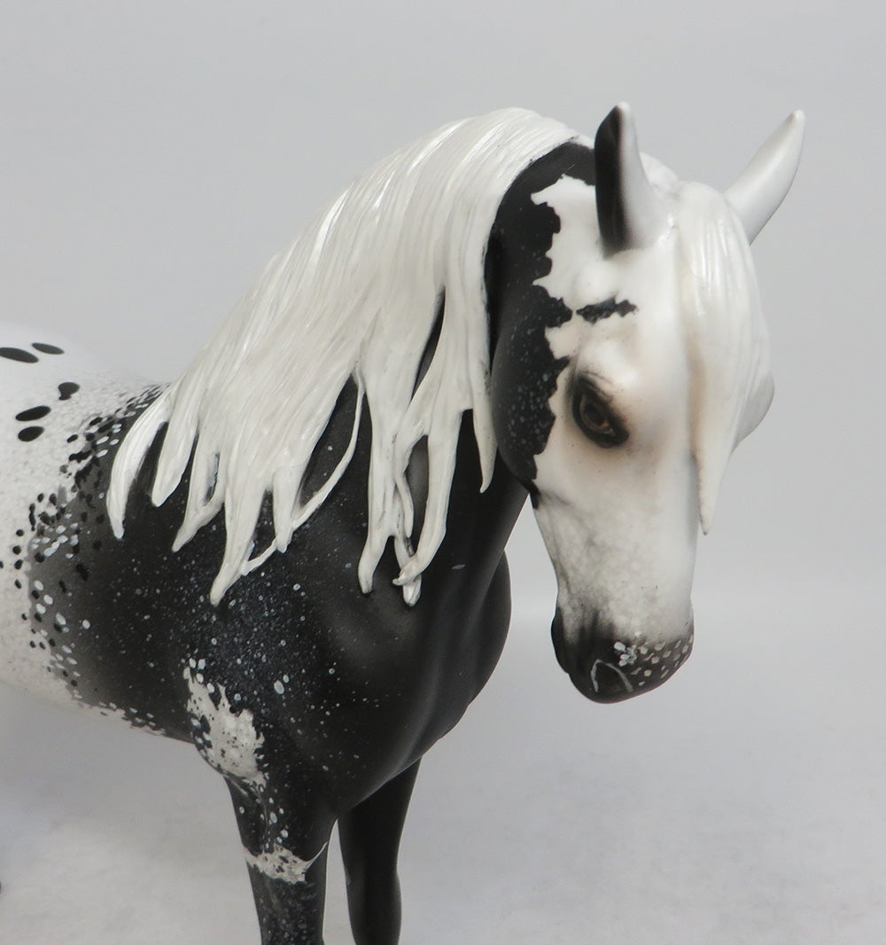 DEDIOS-OOAK BLACK PINTALOOSA ANDALSUIAN MODEL HORSE EQ 2018