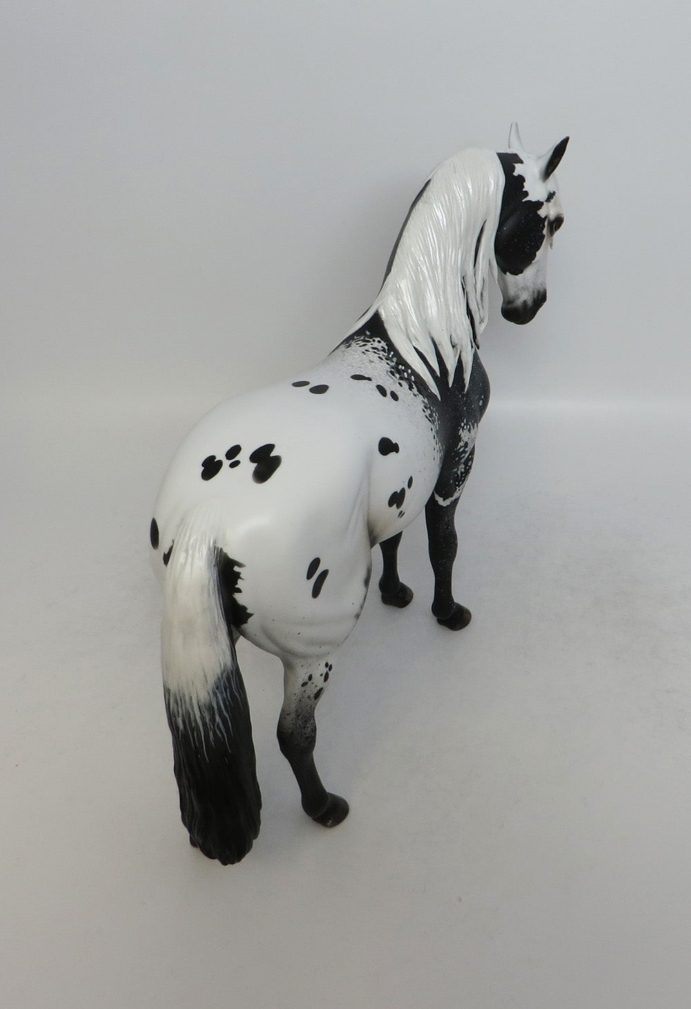 DEDIOS-OOAK BLACK PINTALOOSA ANDALSUIAN MODEL HORSE EQ 2018