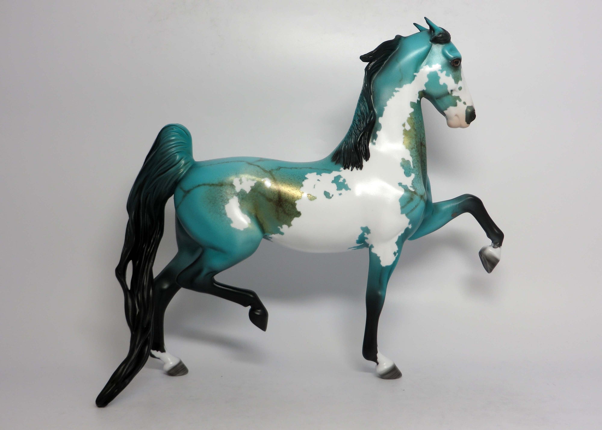 MIMI-OOAK TURQUOISE SADDLEBRED MODEL HORSE BY DAWN QUICK EQ 2018