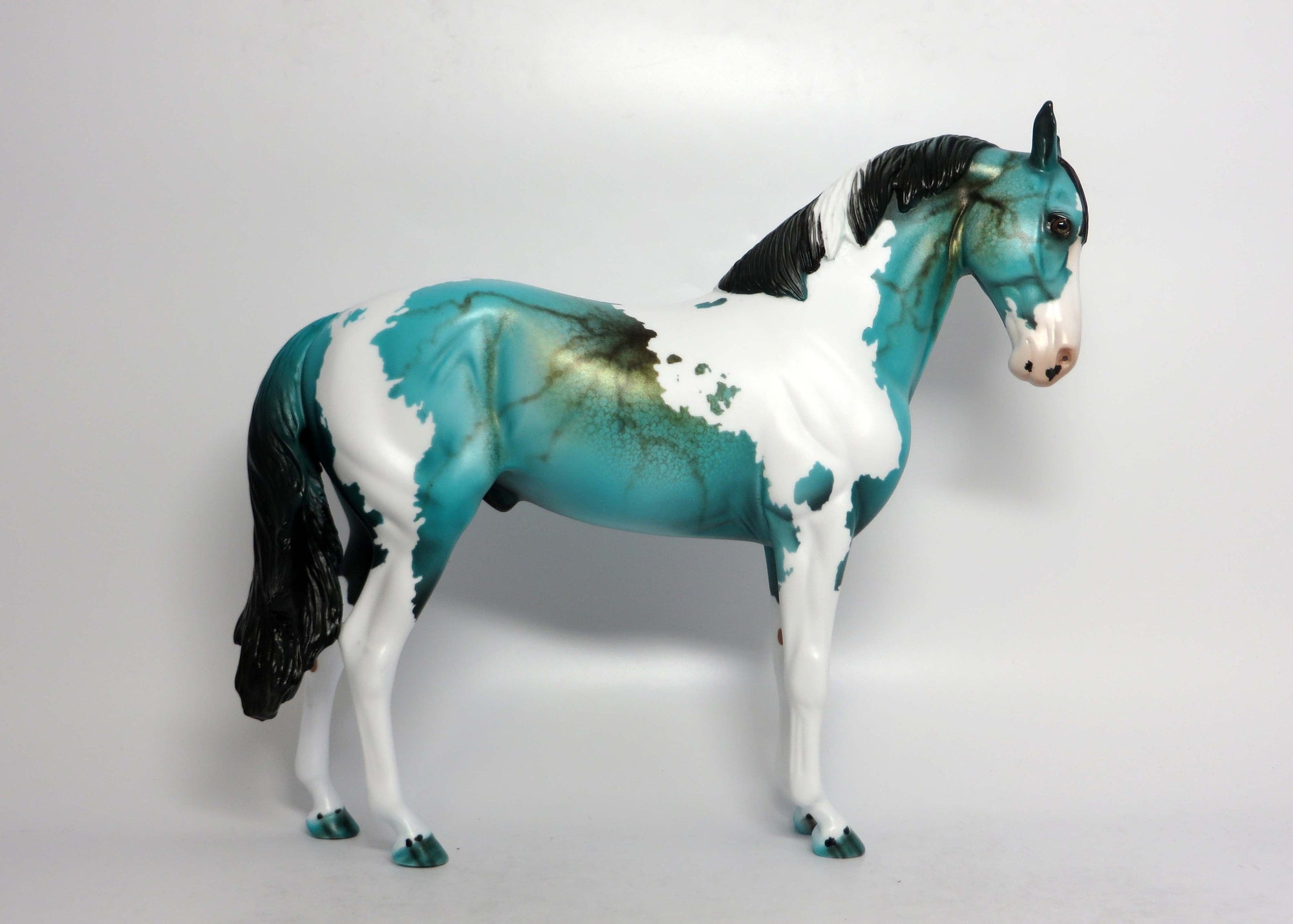 CODY-OOAK CUSTOM TURQUOISE ANDALUSIAN MODEL HORSE BY DAWN QUICK EQ 2018