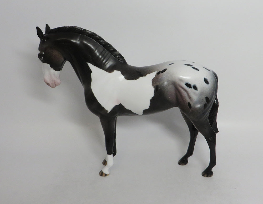 EL CENTENARIO-OOAK PAINTALOOSA ROACHED MANE SHAVED TAIL ANDALUSIAN MODEL HORSE EQ 2018
