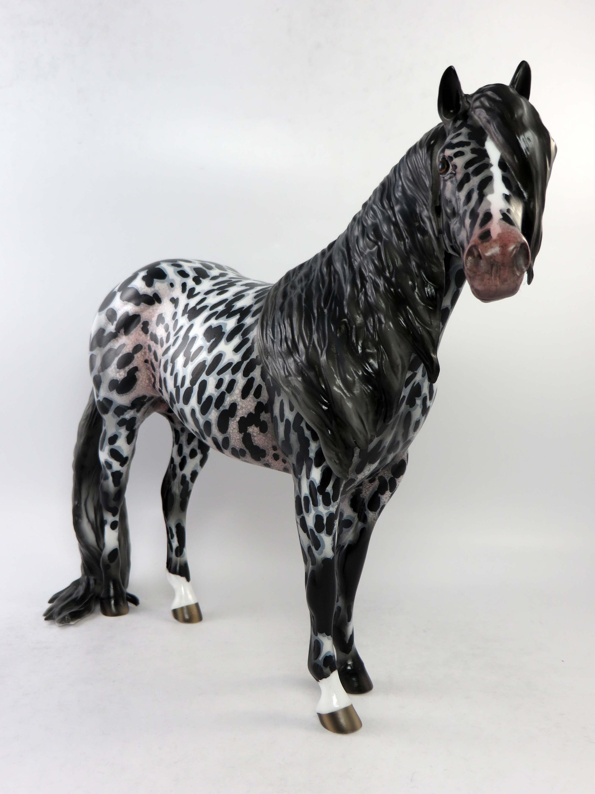 MATEO-OOAK BLACK LEOPARD APPALOOSA  ISH MODEL HORSE BY AUDREY DIXON EQ 2018