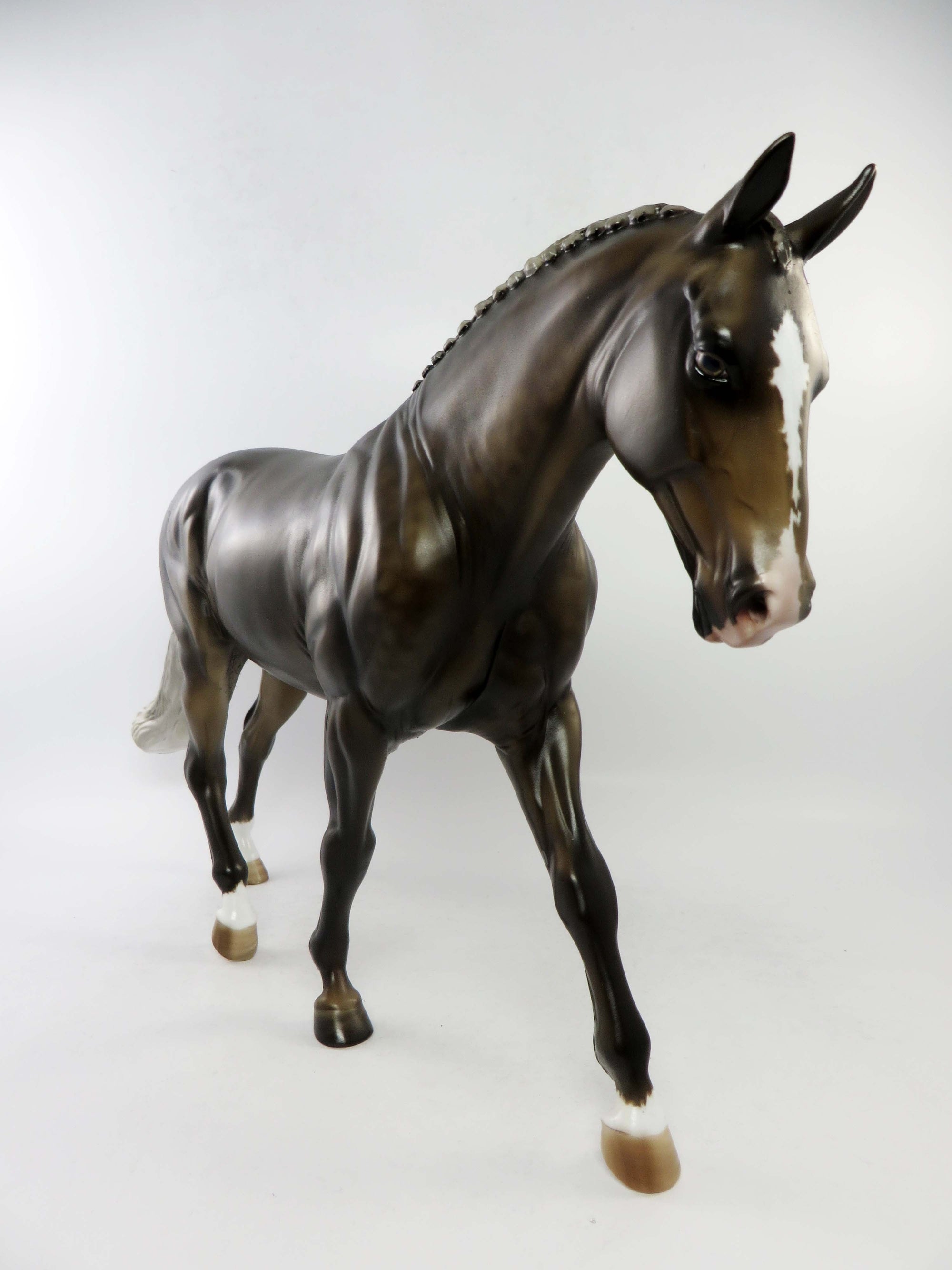 FOR PETE&#39;S SAKE-OOAK DAPPLE CHOCOLATE PALOMINO IRISH DRAUGHT MODEL HORSE BY JULIE KEIM EQ 2018