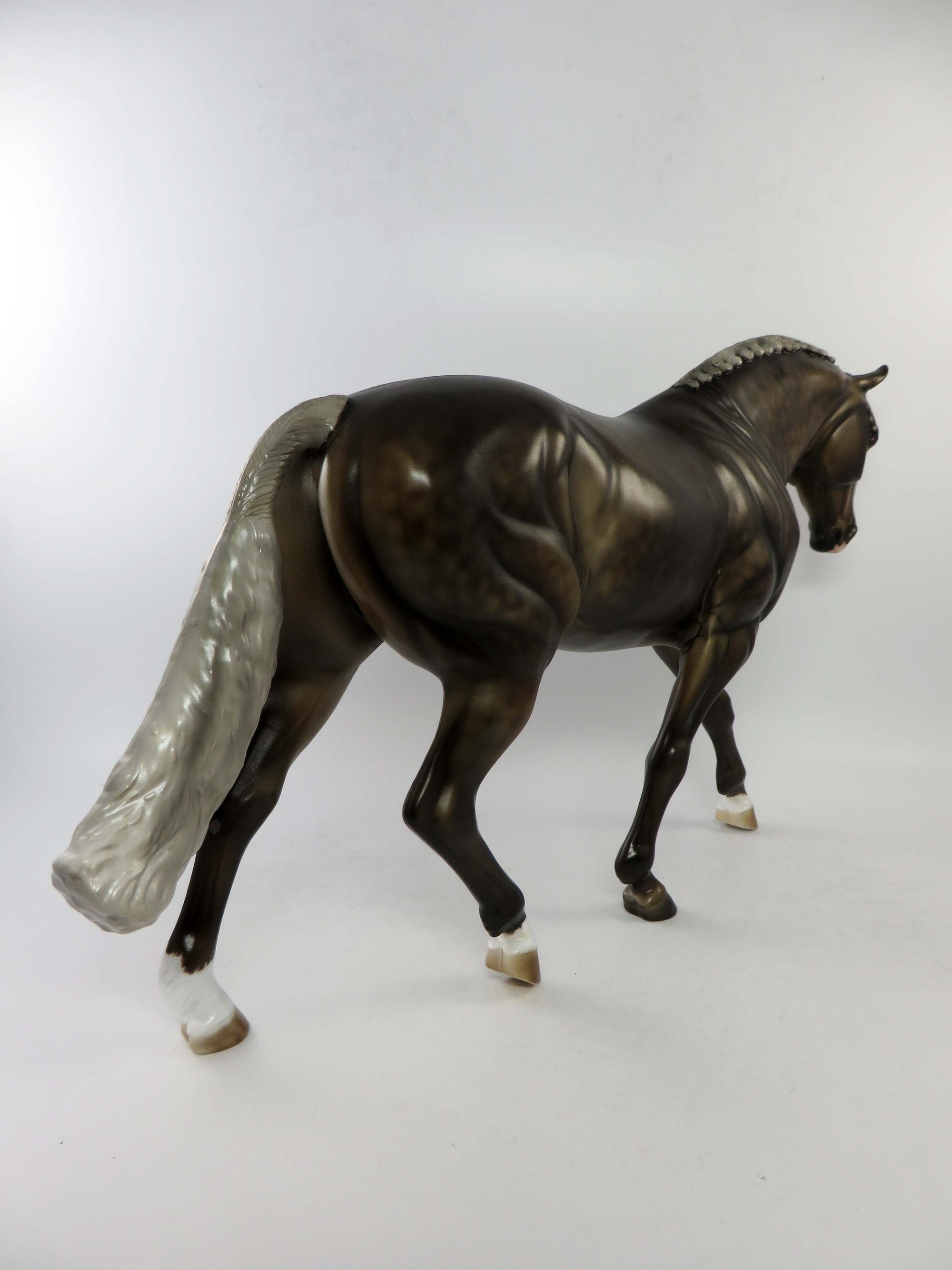 FOR PETE&#39;S SAKE-OOAK DAPPLE CHOCOLATE PALOMINO IRISH DRAUGHT MODEL HORSE BY JULIE KEIM EQ 2018