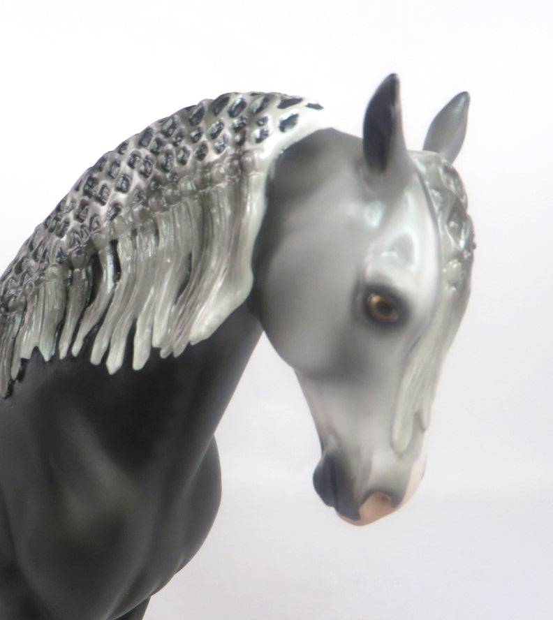 INTERCEPTION-LE10 DARK DAPPLE GREY ANDALUSIAN MODEL HORSE SB 20