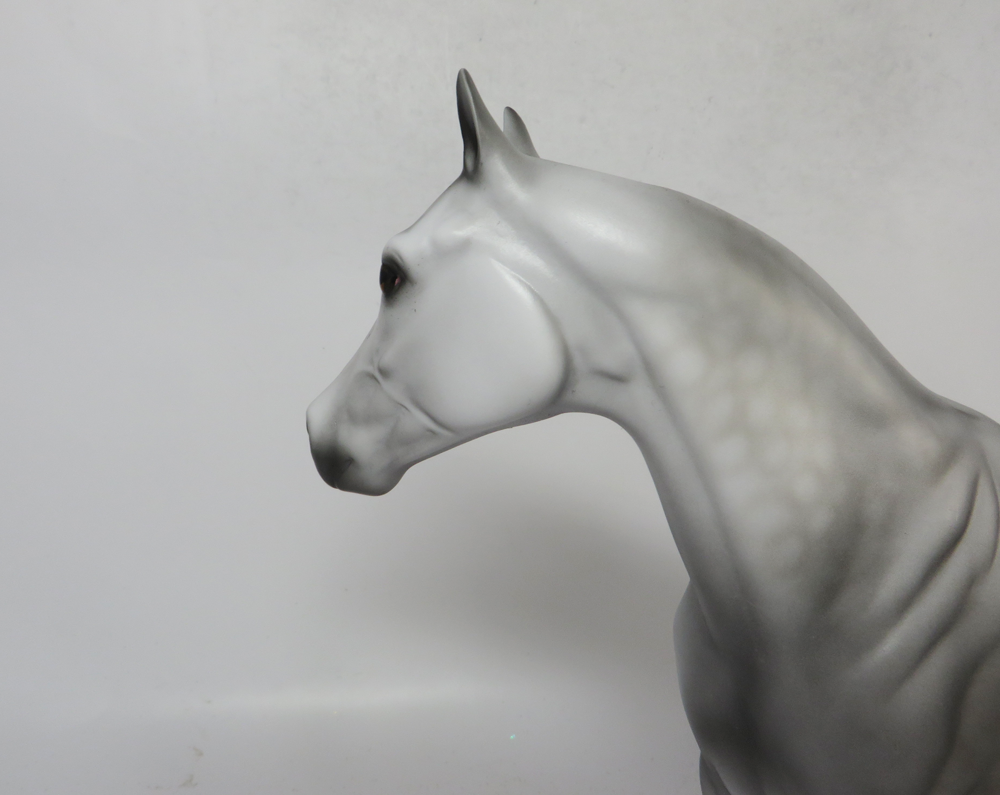 LAVENDER ESSENCE-OOAK-DAPPLE GREY ISH WITH PURPLE HEART TOKEN MODEL HORSE - 2/1/19