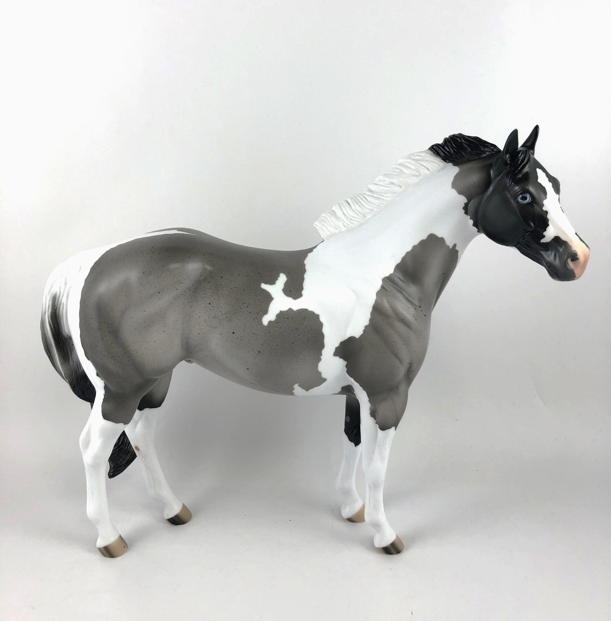 ZILLA  - OOAK BLUE ROAN PINTO CM ISH MODEL HORSE BY AUDREY DIXON MM19