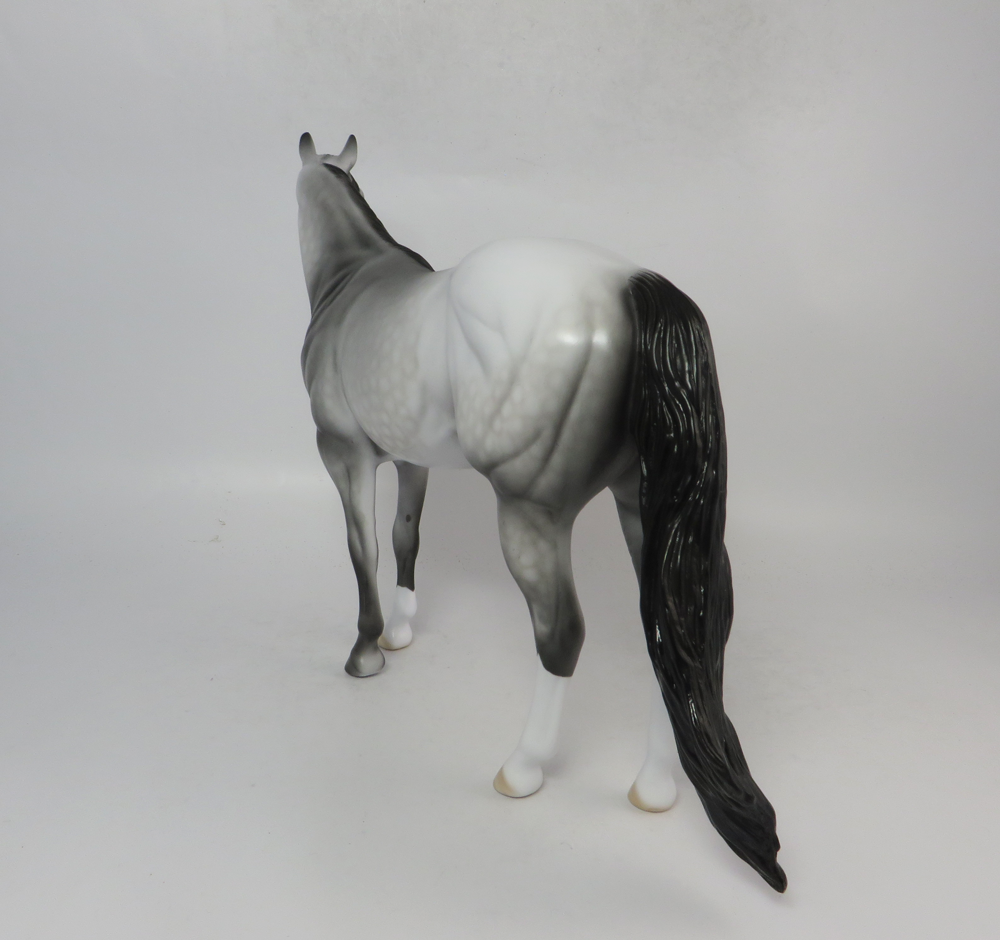 SAPPHIRE SILVER-OOAK-DAPPLE GREY ISH WITH BLUE HEART TOKEN MODEL HORSE - 2/1/19
