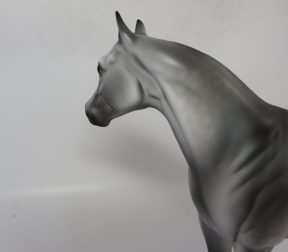 BUDDING BOUQUET-OOAK-DAPPLE GREY ISH WITH GREEN HEART TOKEN MODEL HORSE - 2/1/19