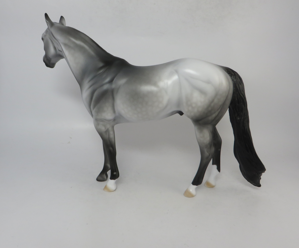 BUDDING BOUQUET-OOAK-DAPPLE GREY ISH WITH GREEN HEART TOKEN MODEL HORSE - 2/1/19