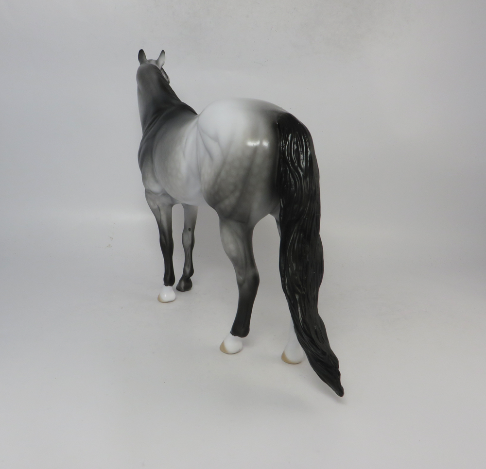 BUDDING BOUQUET-OOAK-DAPPLE GREY ISH WITH GREEN HEART TOKEN MODEL HORSE - 2/1/19