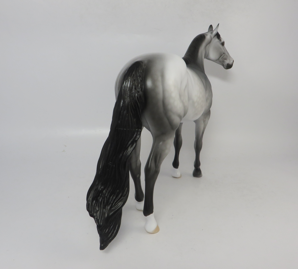 BUDDING BOUQUET-OOAK-DAPPLE GREY ISH WITH GREEN HEART TOKEN MODEL HORSE - 2/1/19