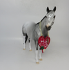 STERLING SILVER-OOAK-DAPPLE GREY ISH WITH RED HEART TOKEN MODEL HORSE - 2/1/19