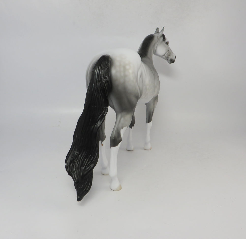 LAVENDER ESSENCE-OOAK-DAPPLE GREY ISH WITH PURPLE HEART TOKEN MODEL HORSE - 2/1/19