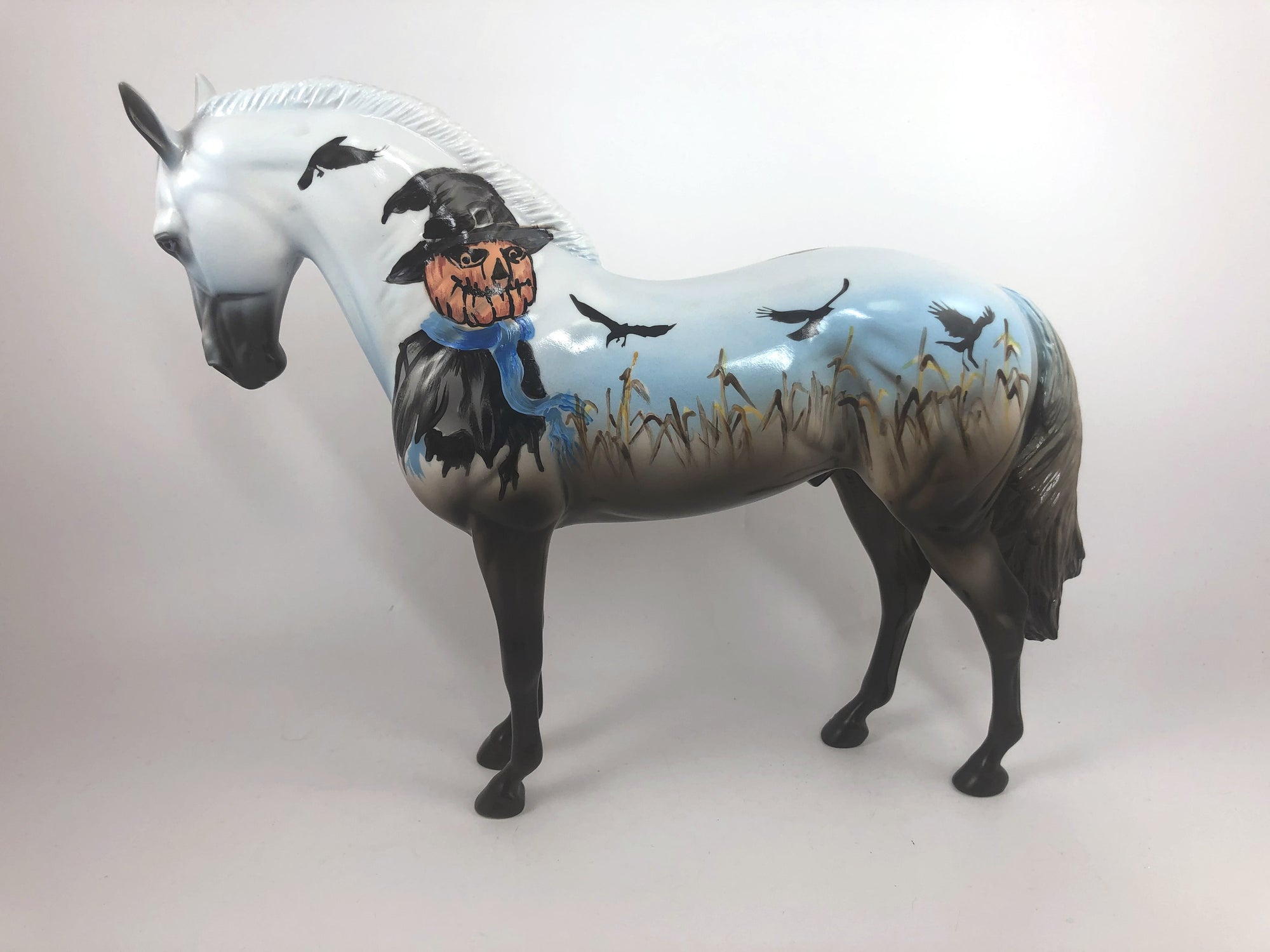 JACK O LANTERN - OOAK TURQUOIS BLACK WITH PUMPKINS DECORATOR ANDALUSIAN BY DAWN QUICK MM19