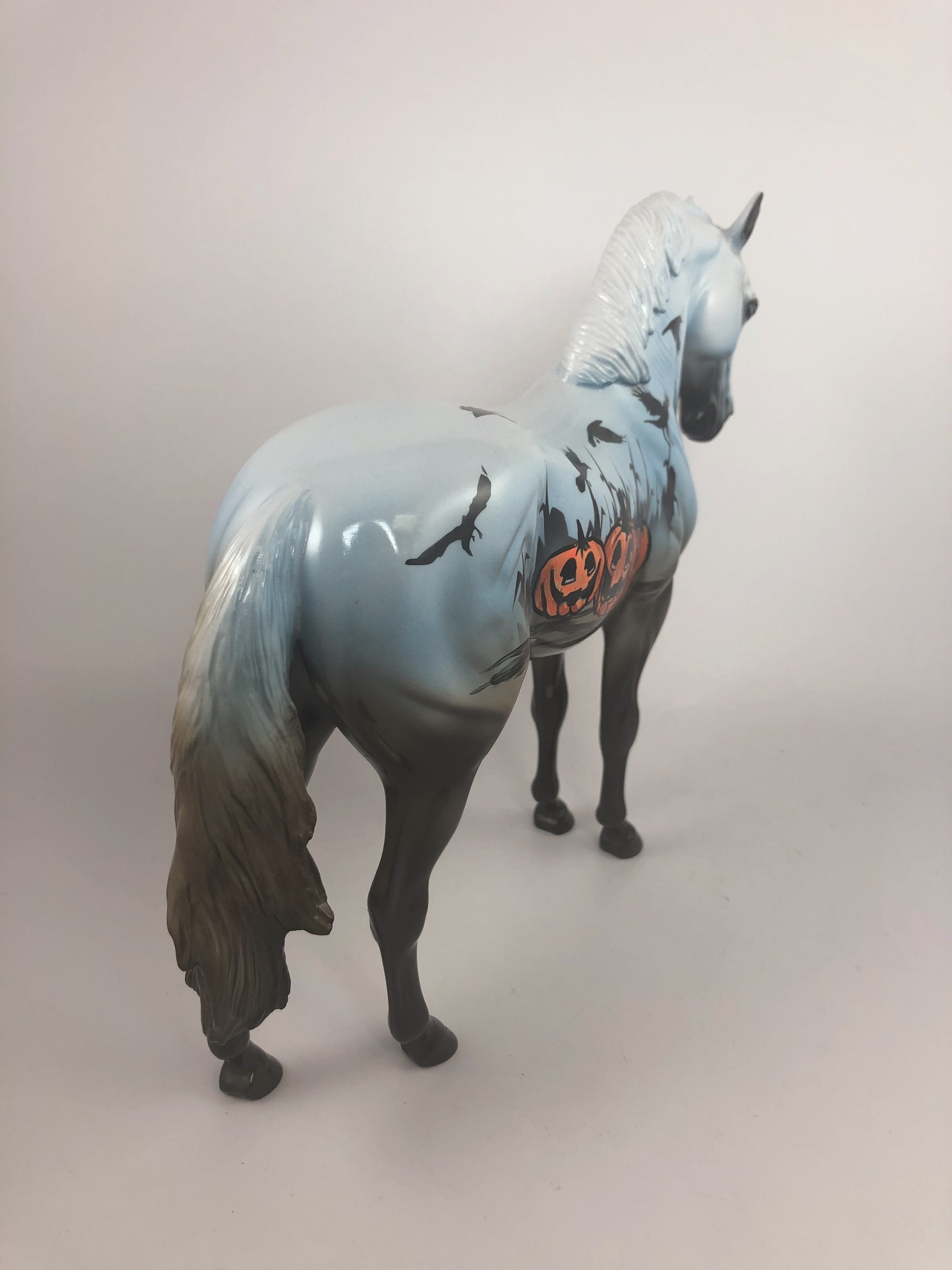 JACK O LANTERN - OOAK TURQUOIS BLACK WITH PUMPKINS DECORATOR ANDALUSIAN BY DAWN QUICK MM19