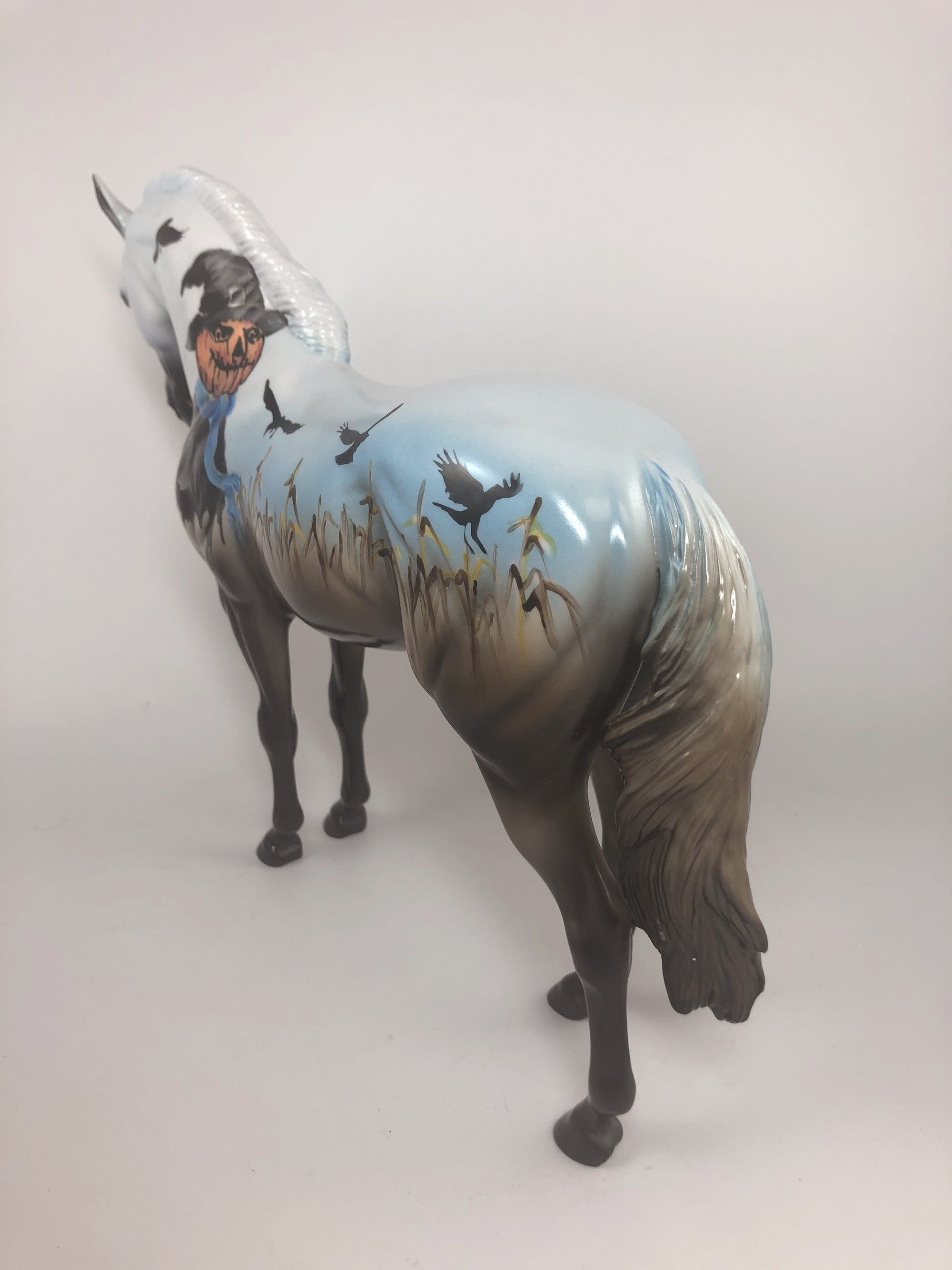 JACK O LANTERN - OOAK TURQUOIS BLACK WITH PUMPKINS DECORATOR ANDALUSIAN BY DAWN QUICK MM19