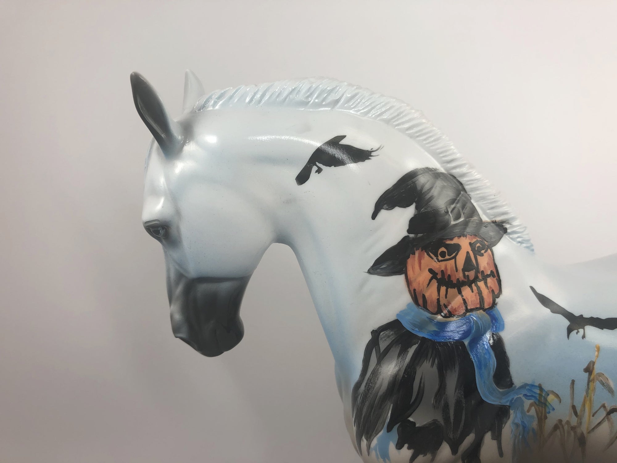 JACK O LANTERN - OOAK TURQUOIS BLACK WITH PUMPKINS DECORATOR ANDALUSIAN BY DAWN QUICK MM19