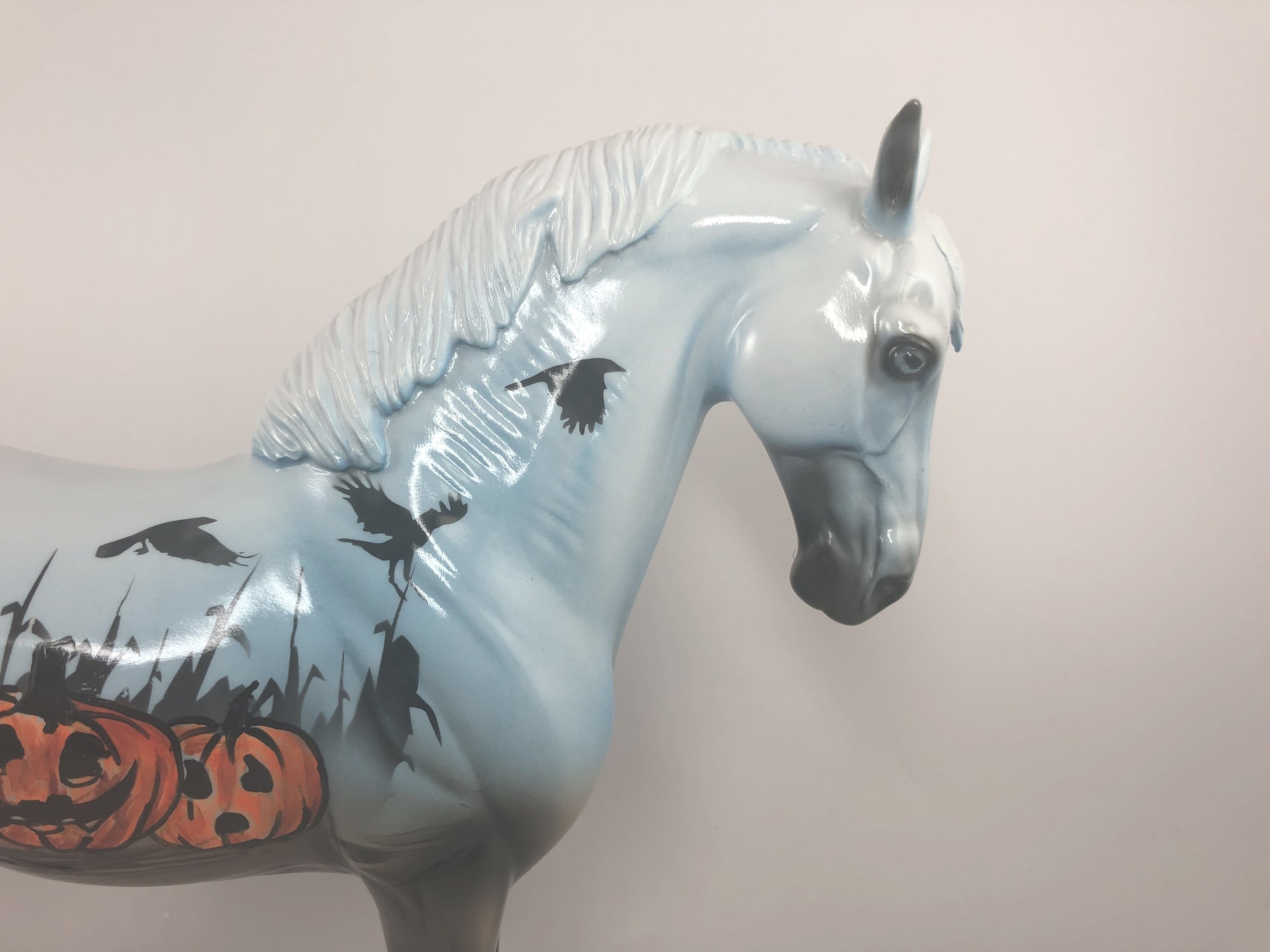 JACK O LANTERN - OOAK TURQUOIS BLACK WITH PUMPKINS DECORATOR ANDALUSIAN BY DAWN QUICK MM19