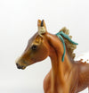 JOHANNE-OOAK CHESTNUT APPALOOSA YEARLING MODEL HORSE WITH GREEN RIBBON EQ19