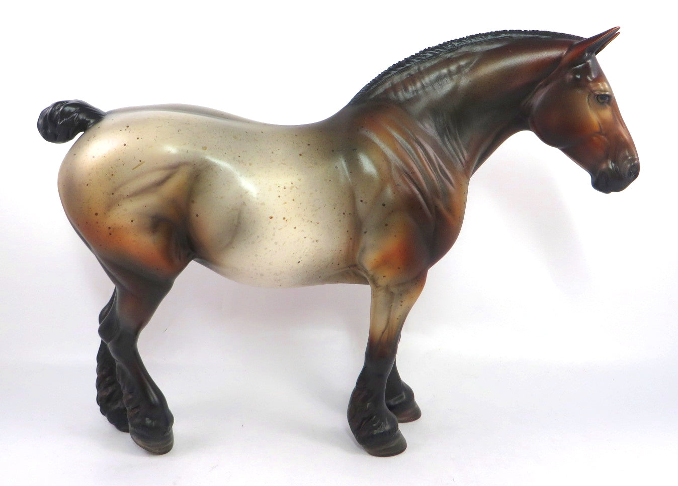 KISS AND TELL-OOAK BAY ROAN HEAVY DRAFT MARE MODEL HORSE PJ20