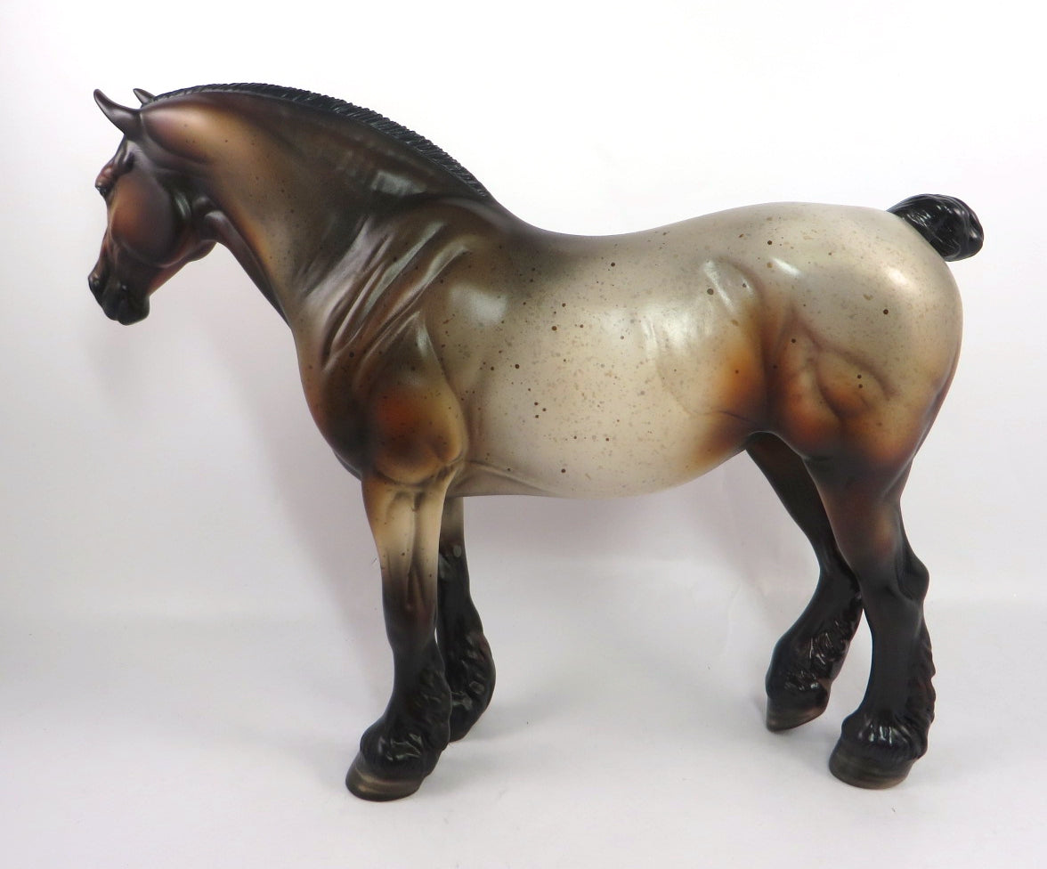 KISS AND TELL-OOAK BAY ROAN HEAVY DRAFT MARE MODEL HORSE PJ20