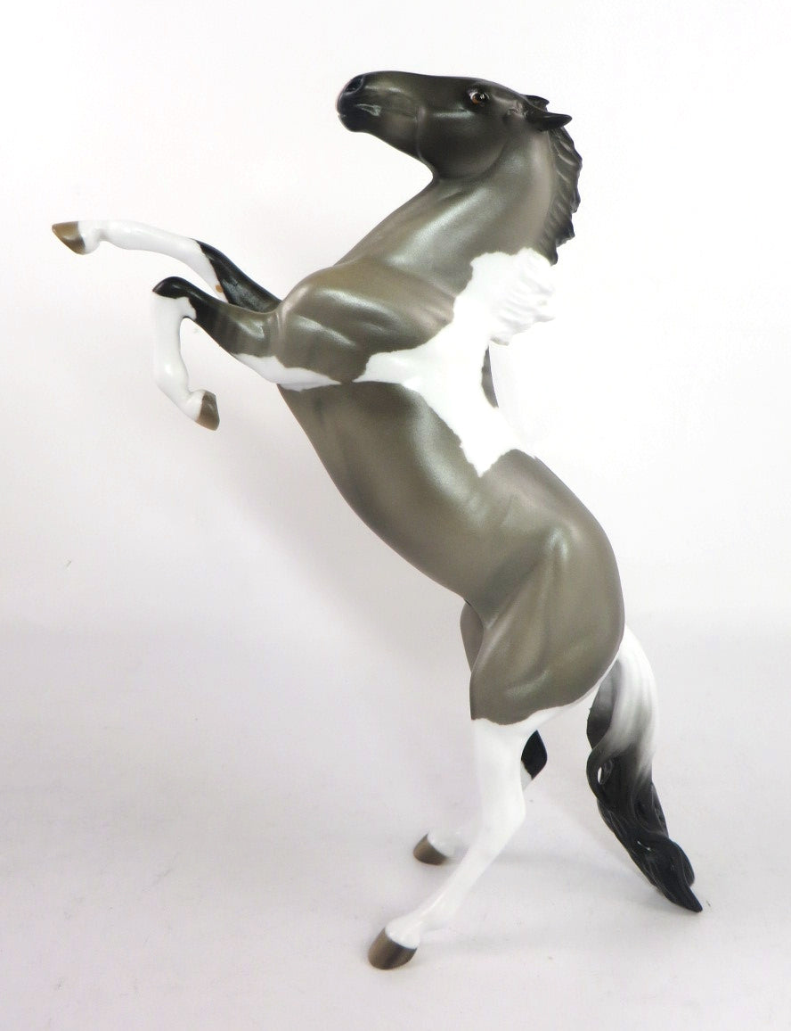 KISSES BY ROMEO-OOAK GRULLA PINTO REARING PEBBLES MODEL HORSE BY AUDREY DIXON 2/17/20