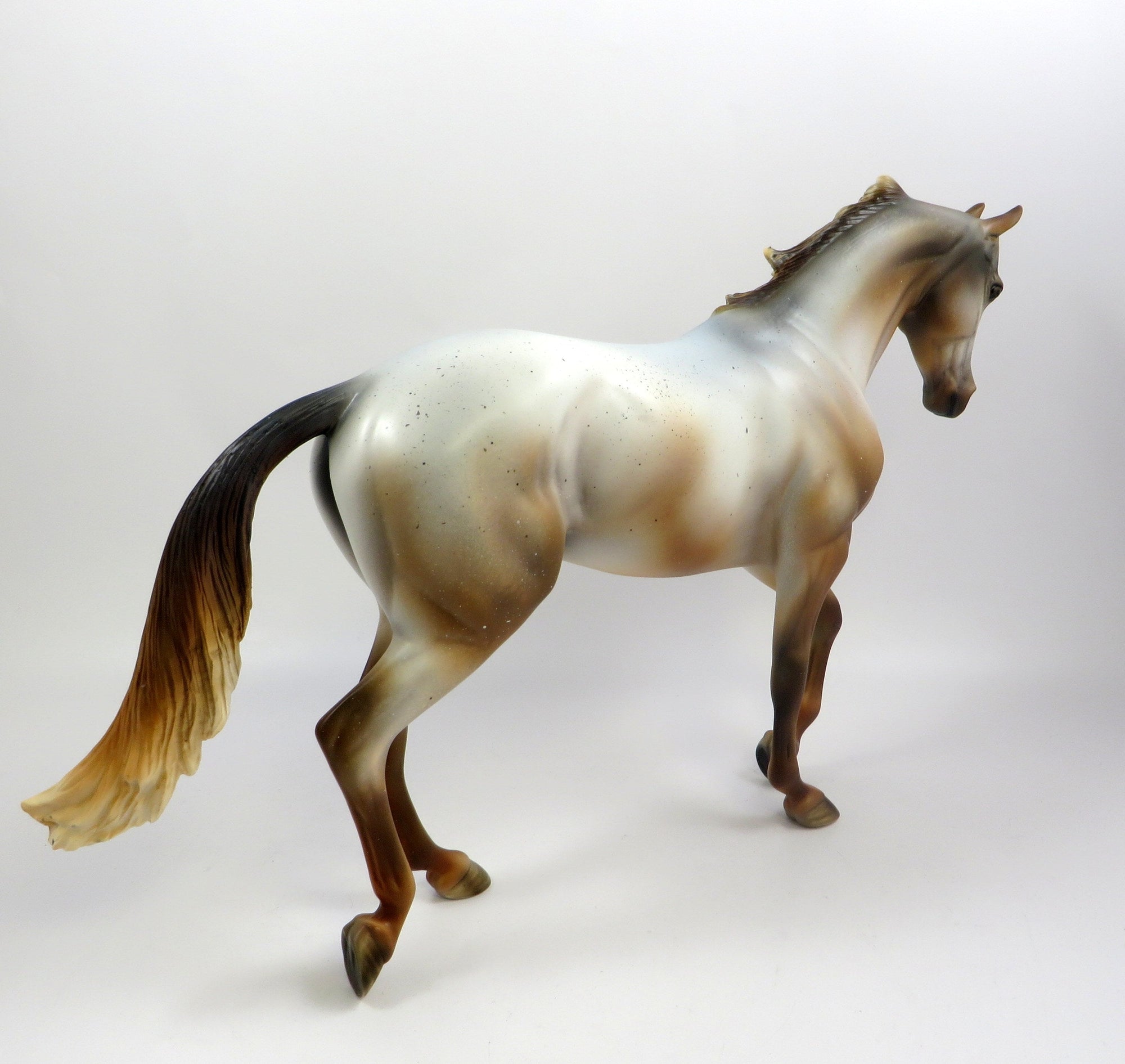 LEAFWING-OOAK VARNISH ROAN THOROUGHBRED MODEL HORSE EQ 19