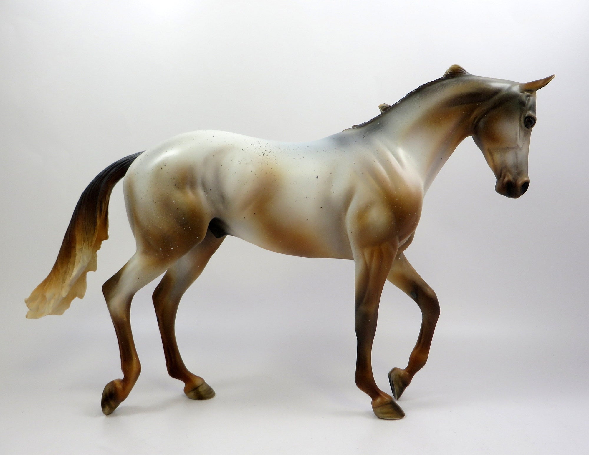 LEAFWING-OOAK VARNISH ROAN THOROUGHBRED MODEL HORSE EQ 19