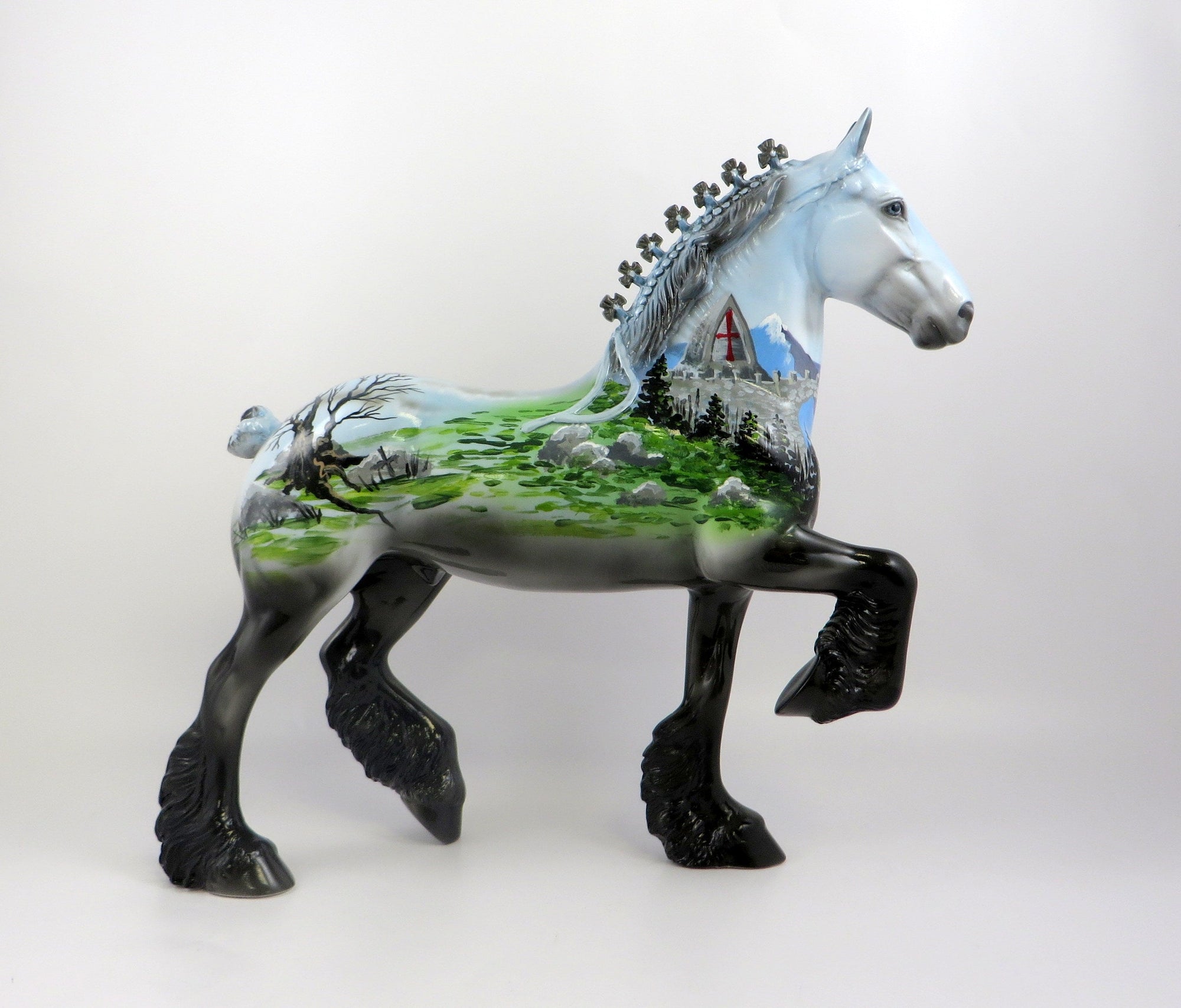 LETHOLDUS-OOAK CASTLE DECORATOR TROTTING DRAFT MODEL HORSE EQ 19