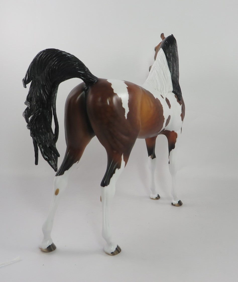 LIGHT AS A FEATHER-OOAK DAPPLE BAY PINTO ARABIAN MODEL HORSE PJ20