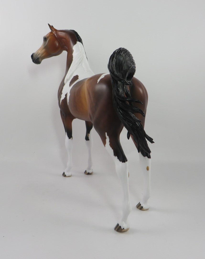LIGHT AS A FEATHER-OOAK DAPPLE BAY PINTO ARABIAN MODEL HORSE PJ20