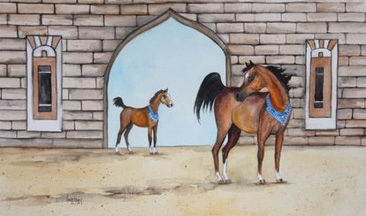 Like Mother, Like Daughter Arabian Mare and Foal Painted by Julie Keim EQ 21