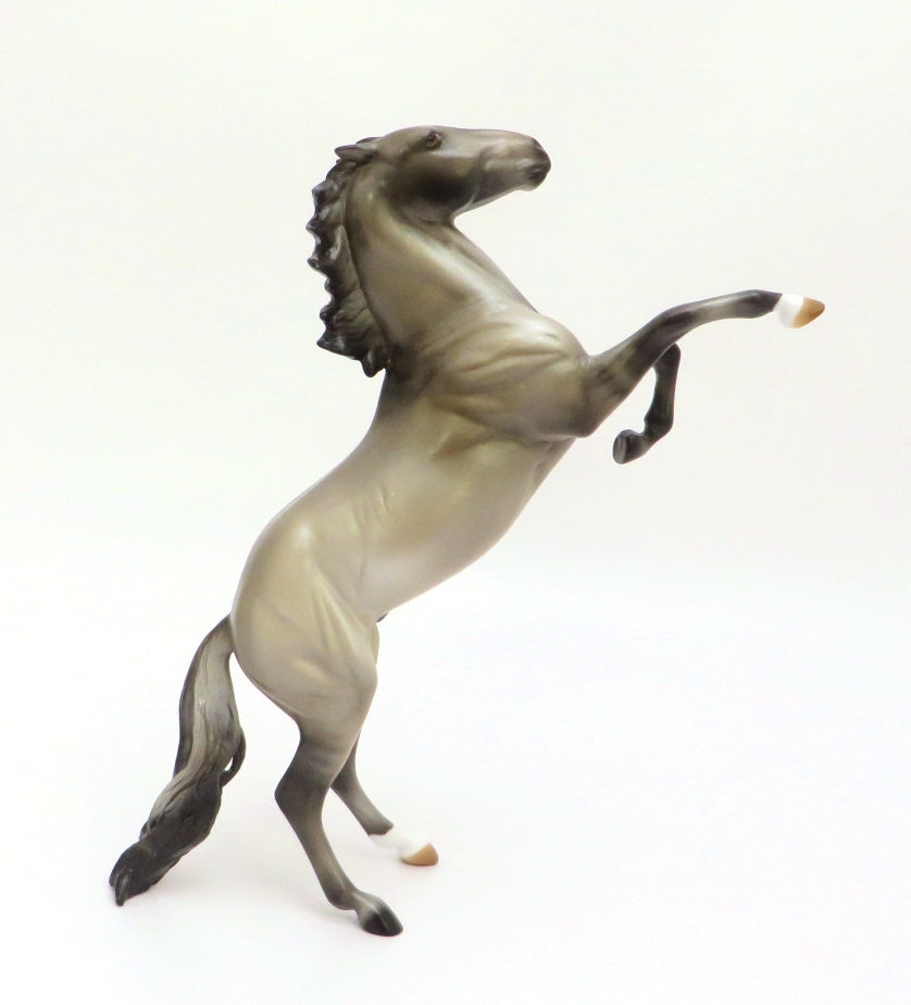 LITTLE JOE - OOAK GRULLA REARING PEBBLE MODEL HORSE  BY AUDREY DIXON EA 2020