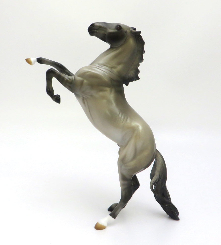 LITTLE JOE - OOAK GRULLA REARING PEBBLE MODEL HORSE  BY AUDREY DIXON EA 2020