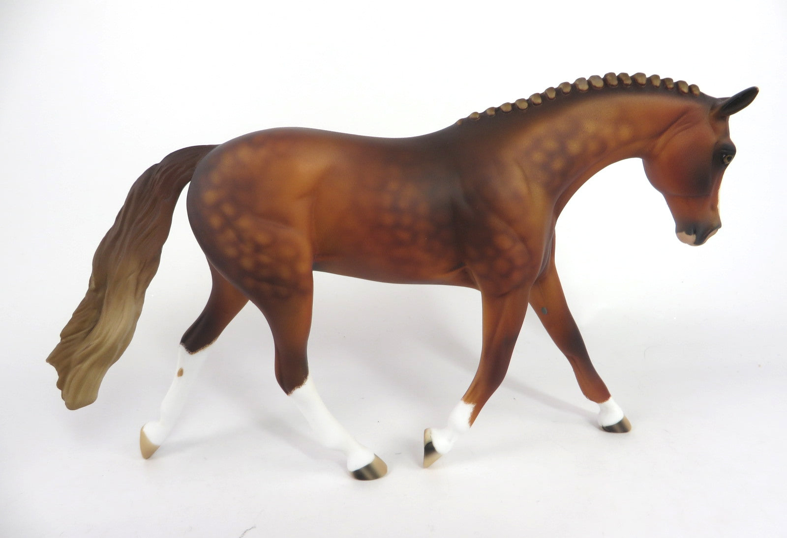 MAGIC CHRISTMAS-OOAK DAPPLE CHESTNUT  WARMBLOOD PEBBLE MODEL HORSE BY AUDREY DIXON  WHS 19
