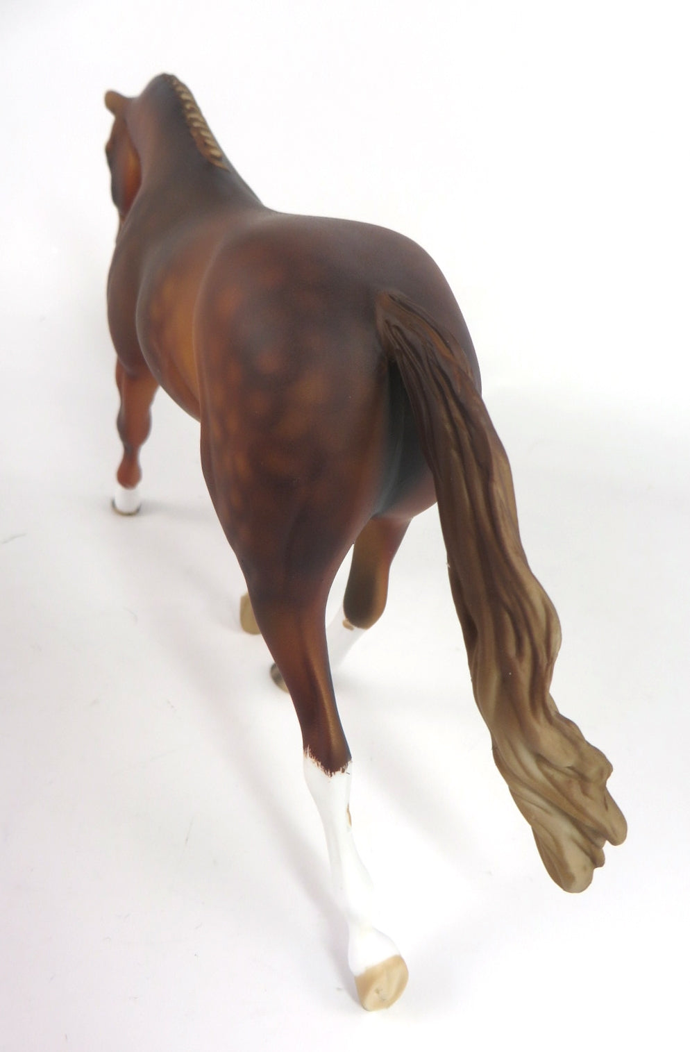 MAGIC CHRISTMAS-OOAK DAPPLE CHESTNUT  WARMBLOOD PEBBLE MODEL HORSE BY AUDREY DIXON  WHS 19