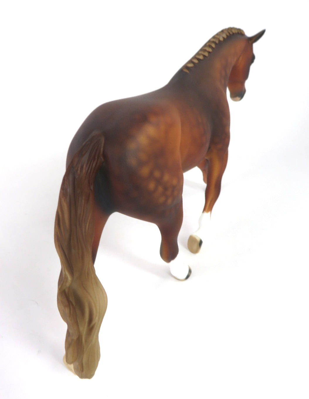 MAGIC CHRISTMAS-OOAK DAPPLE CHESTNUT  WARMBLOOD PEBBLE MODEL HORSE BY AUDREY DIXON  WHS 19