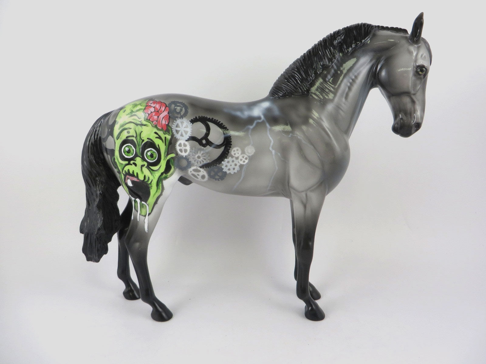 MONSTROSITY - OOAK GREY & BLACK WITH GREEN MONSTER DECORATOR BY DAWN QUICK MM19