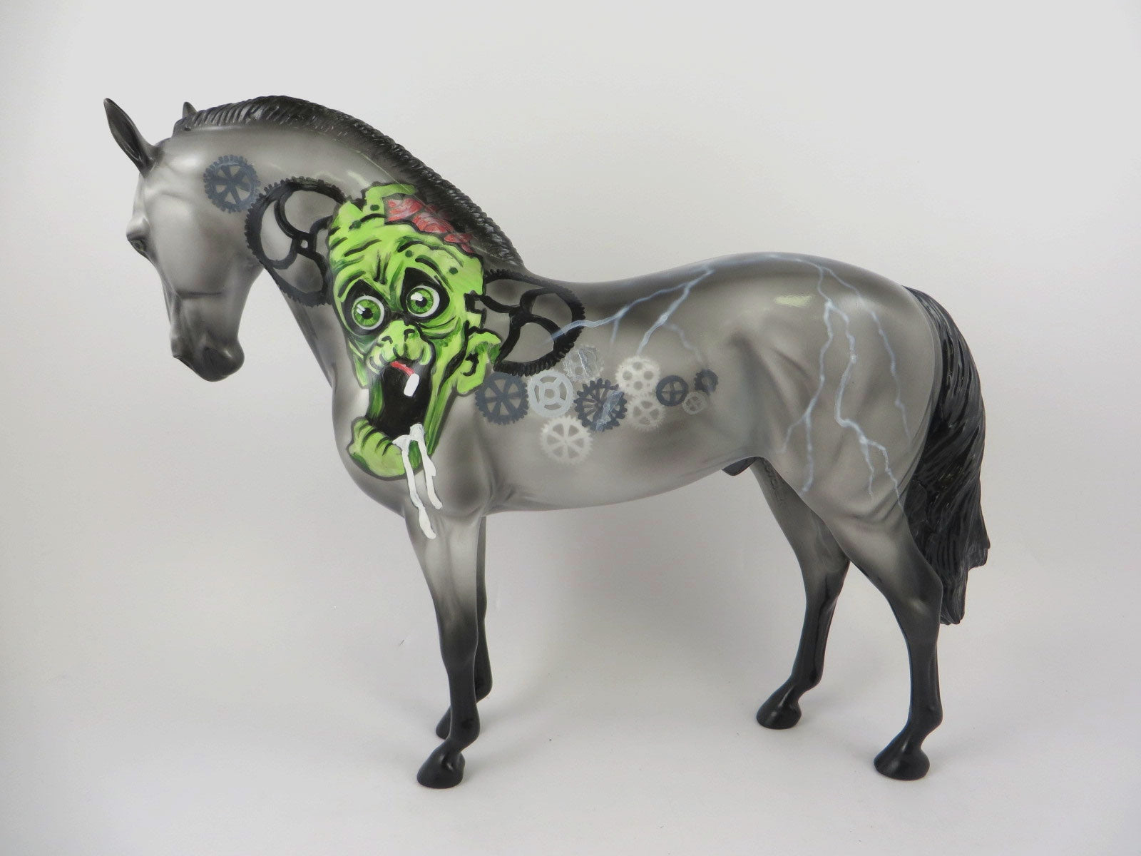 MONSTROSITY - OOAK GREY &amp; BLACK WITH GREEN MONSTER DECORATOR BY DAWN QUICK MM19