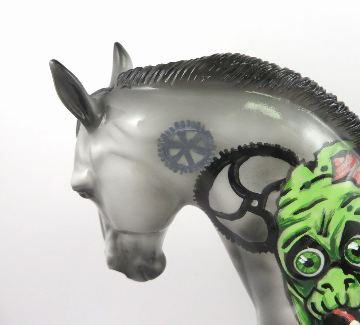 MONSTROSITY - OOAK GREY &amp; BLACK WITH GREEN MONSTER DECORATOR BY DAWN QUICK MM19