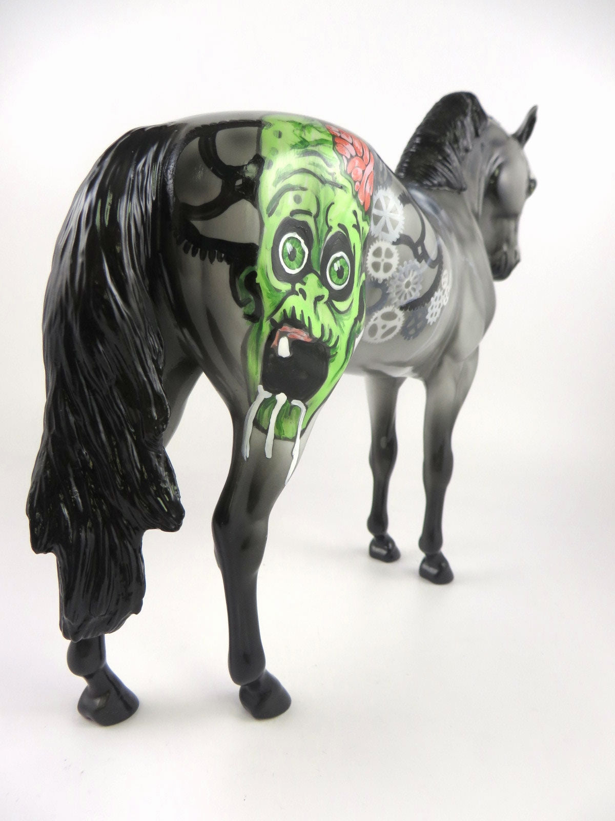 MONSTROSITY - OOAK GREY &amp; BLACK WITH GREEN MONSTER DECORATOR BY DAWN QUICK MM19