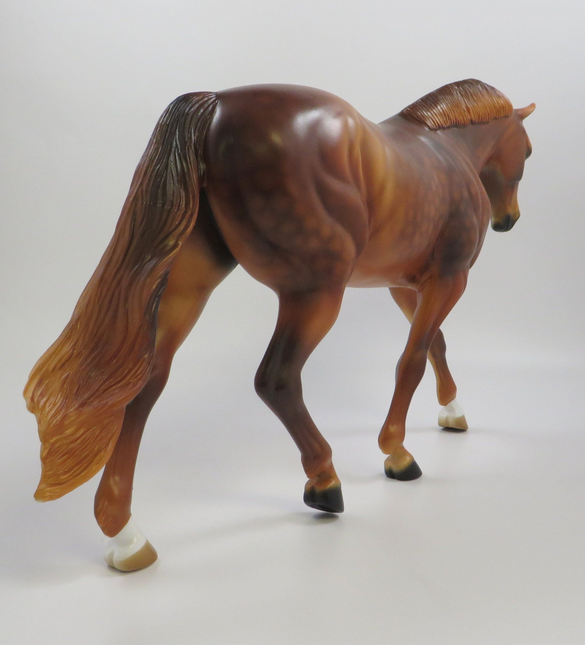 NOBELMAN-OOAK - DAPPLE CHESTNUT IRISH DRAFT MODEL HORSE EQ 2019
