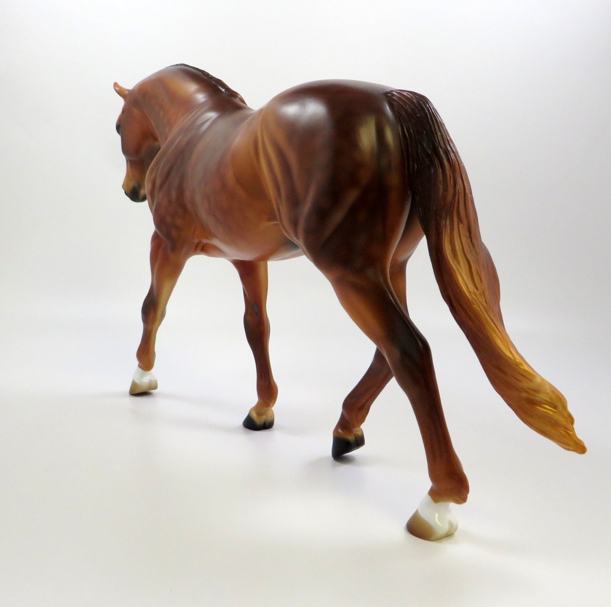 NOBELMAN-OOAK - DAPPLE CHESTNUT IRISH DRAFT MODEL HORSE EQ 2019