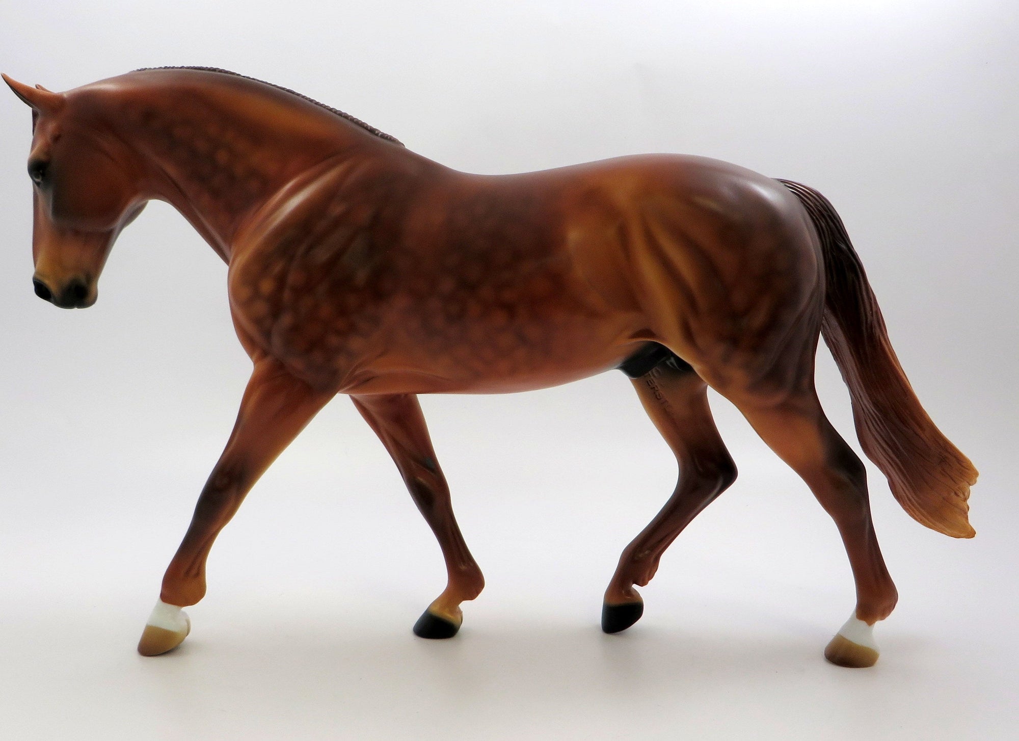 NOBELMAN-OOAK - DAPPLE CHESTNUT IRISH DRAFT MODEL HORSE EQ 2019