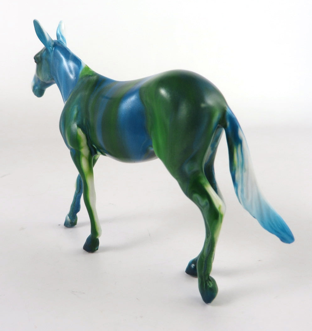 OLIVE BLUE - OOAK BLUE &amp; GREEN MULE CHIP DECORATOR BY KAYLA WESSE WHS19