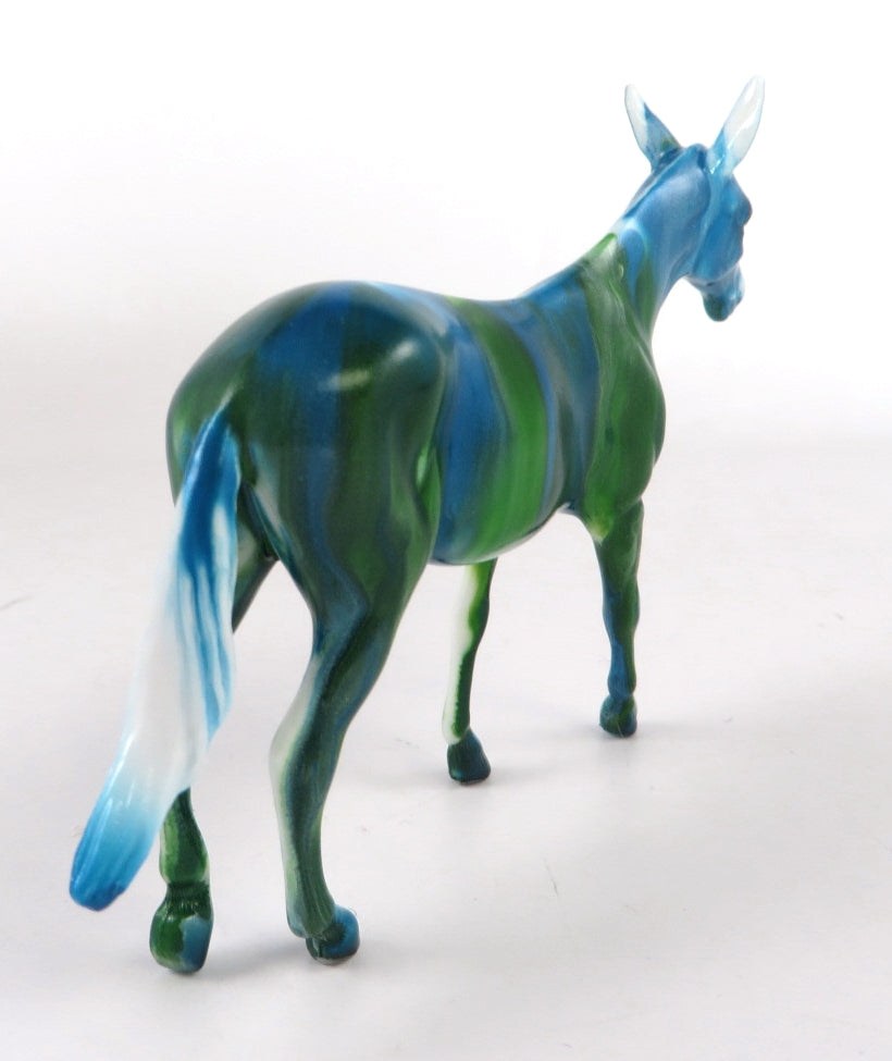 OLIVE BLUE - OOAK BLUE &amp; GREEN MULE CHIP DECORATOR BY KAYLA WESSE WHS19