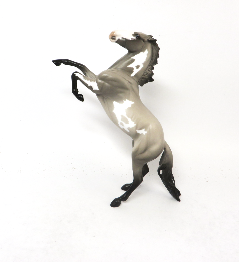 LEAVE NOTHING-OOAK- GRULLA PINTO REARING PEBBLE MODEL HORSE BY AMANDA SB19