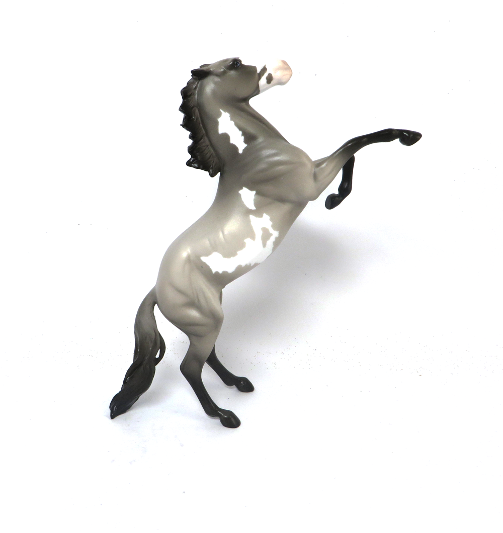 LEAVE NOTHING-OOAK- GRULLA PINTO REARING PEBBLE MODEL HORSE BY AMANDA SB19