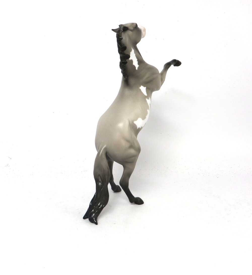 LEAVE NOTHING-OOAK- GRULLA PINTO REARING PEBBLE MODEL HORSE BY AMANDA SB19